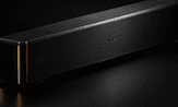 Concept visualisation of a low black soundbar, an exploratory study for possible future DJB audio equipment.